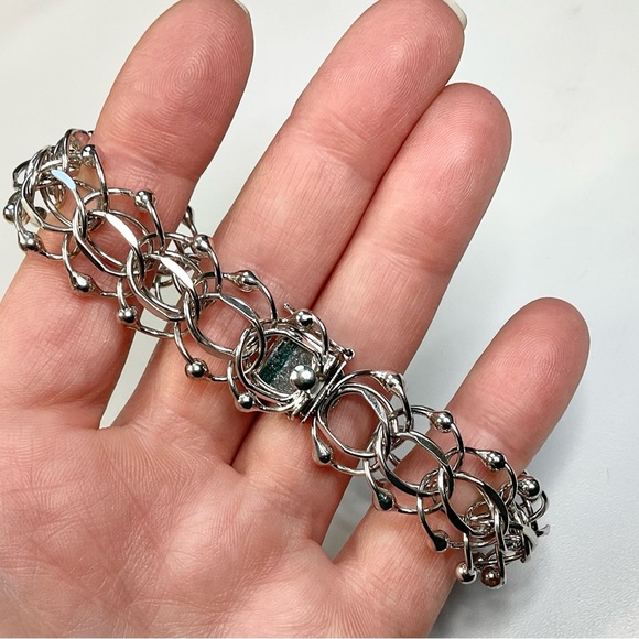 Wide Chunky Charm Bracelet Vintage Starter 8.25” - Picture 6 of 7